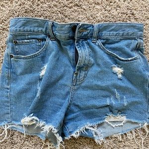 Urban outfitters distressed high-rise jean shorts